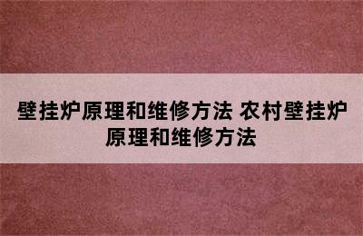 壁挂炉原理和维修方法 农村壁挂炉原理和维修方法